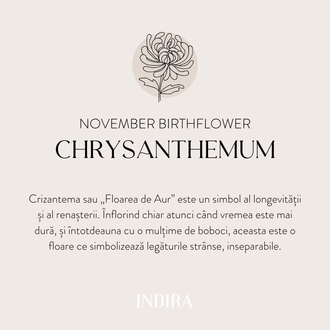 Brățară șnur pentru copii din aur Birth Flower - November Chrysanthemum - Indira