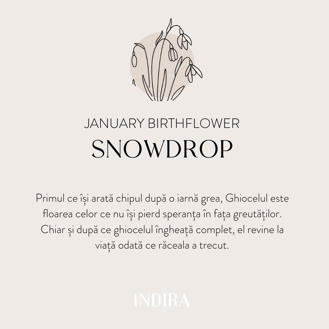 Brățară șnur pentru copii din aur alb Birth Flower - January Snowdrop - Indira