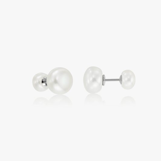 Cercei din argint Double Pearl Studs - Perle Naturale - Indira