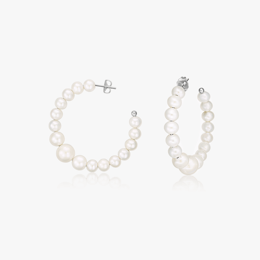 Cercei din argint Pearl Hoops - Perle Naturale - Indira