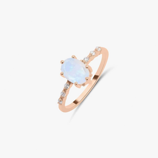 Inel din argint Rose Gold Selah - Piatra Lunii - Indira