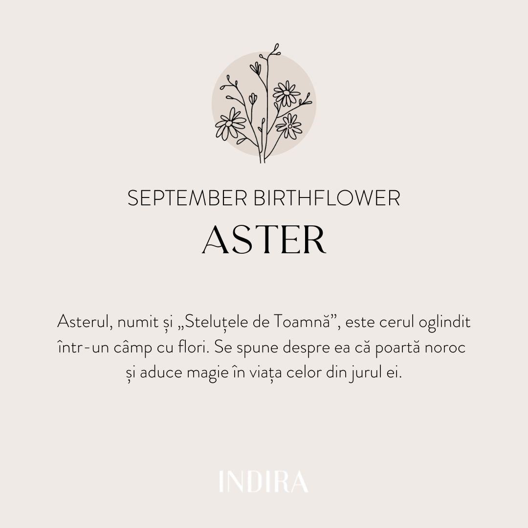 Brățară șnur din aur alb Birth Flower - September Aster - Indira