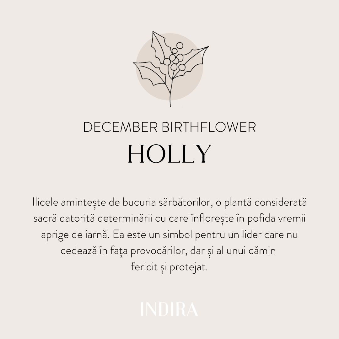 Brățară șnur din argint Silver BirthFlower - December Holly - Indira