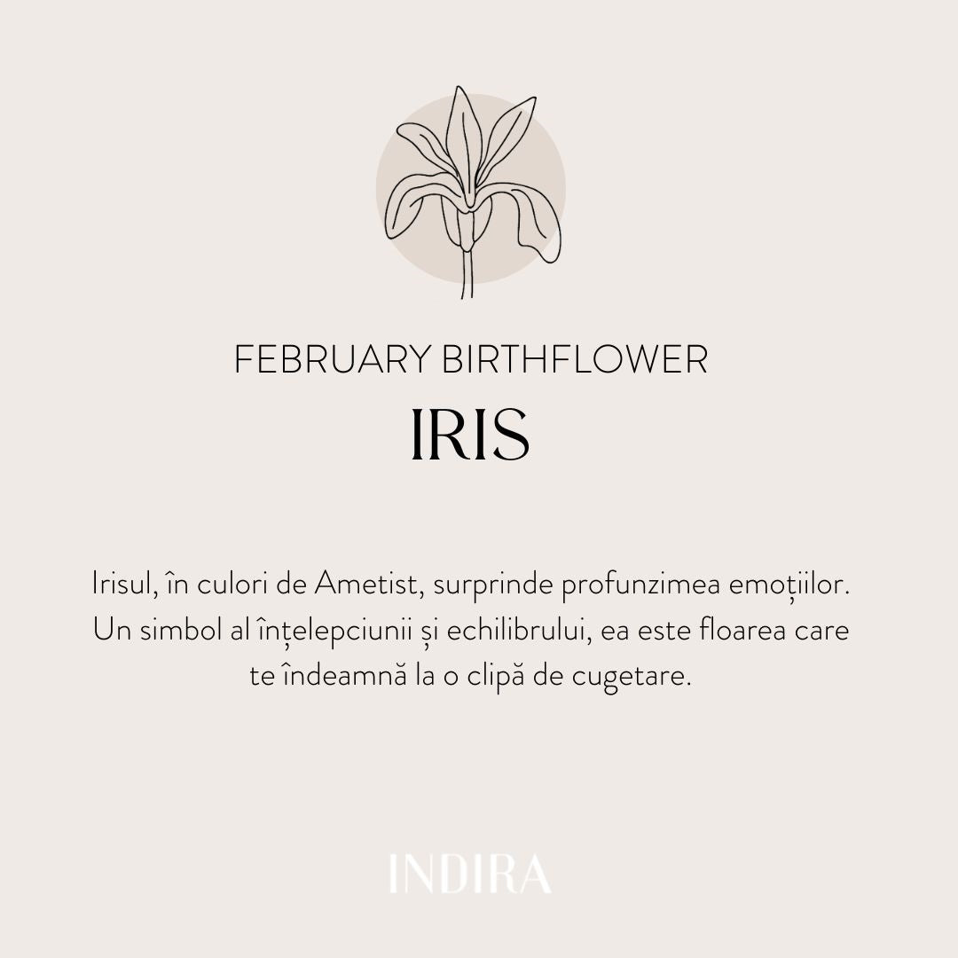 Brățară șnur din aur alb Birth Flower - February Iris - Indira