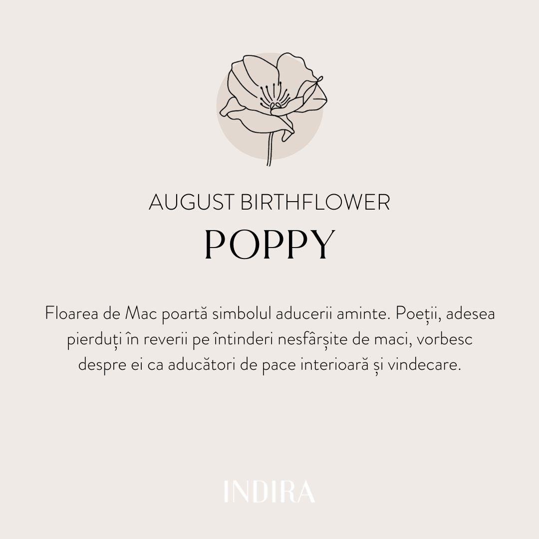 Brățară șnur din aur alb Birth Flower - August Poppy - Indira